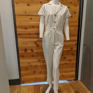Forever 21 striped jumpsuit